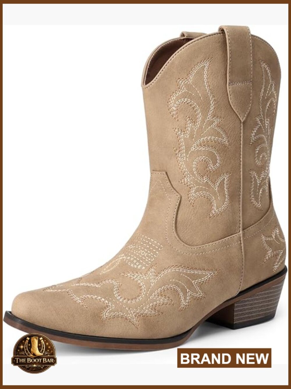 Women's Cowboy Boots Square Toe Ankle Boots Chunky Heel Western Booties